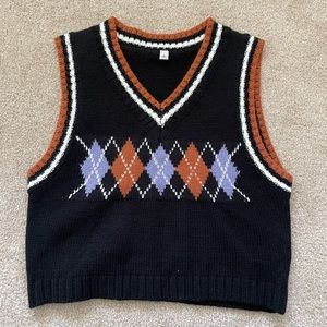 Argyle Print Sweater Vest- US 0-2 Size Small